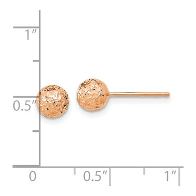 10K Rose Gold Diamond-Cut Ball Stud Earrings – view 5
