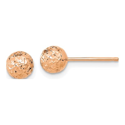 10K Rose Gold Diamond-Cut Ball Stud Earrings