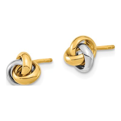 10K Two-Tone Gold Love Knot Button Stud Earrings – view 3