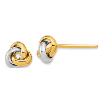 10K Two-Tone Gold Love Knot Button Stud Earrings
