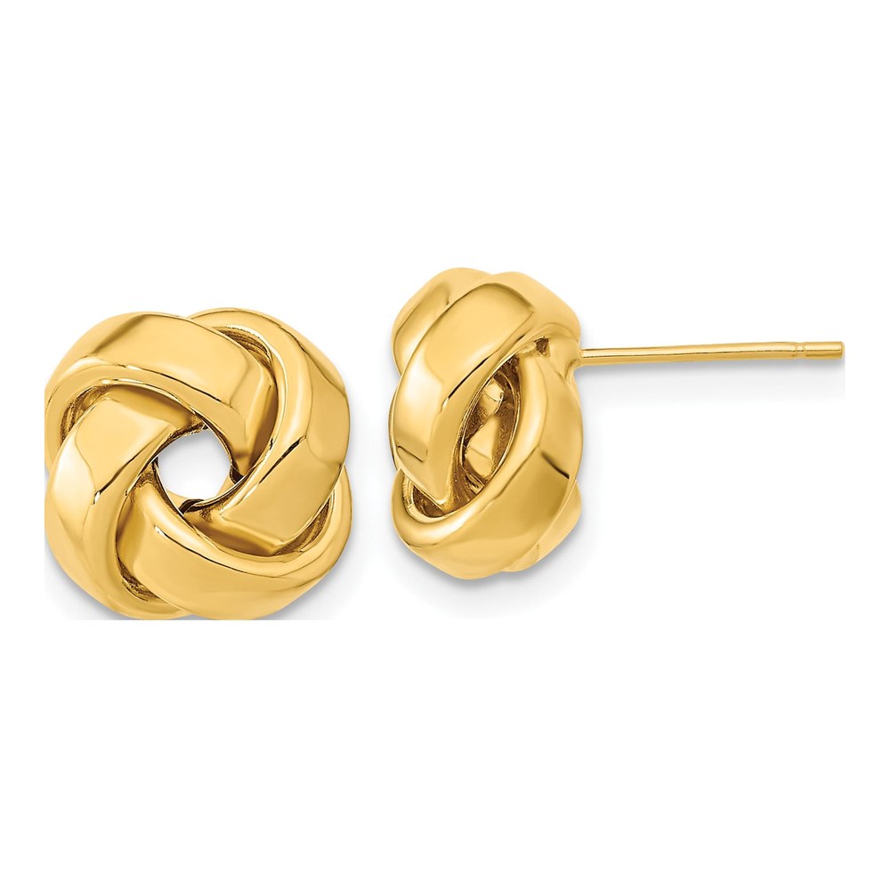 10K Yellow Gold Love Knot Button Stud Earrings