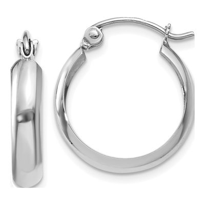 10K White Gold 14mm Hoop Earrings