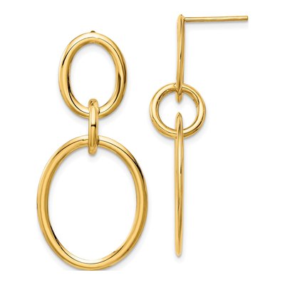 10K Yellow Gold Circles Dangle Earrings