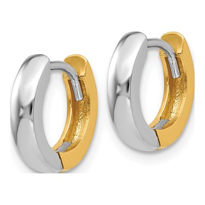 10K Two-Tone Gold 7mm Huggie Hoop Earrings – view 2