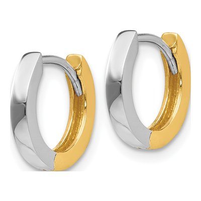 10K Two-Tone Gold 8mm Round Huggie Hoop Earrings – view 2