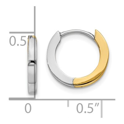 10K Two-Tone Gold 8mm Round Huggie Hoop Earrings – view 4