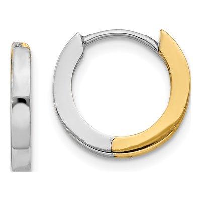 10K Two-Tone Gold 8mm Round Huggie Hoop Earrings