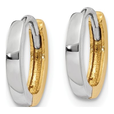 10K Two-Tone Gold 7mm Small Huggie Hoop Earrings – view 3