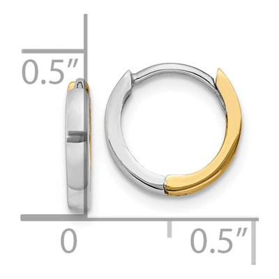 10K Two-Tone Gold 7mm Small Huggie Hoop Earrings – view 4