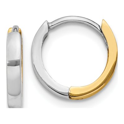 10K Two-Tone Gold 7mm Small Huggie Hoop Earrings