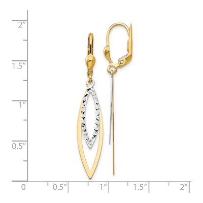 10K Two-Tone Gold Diamond-Cut Leverback Earrings – view 5