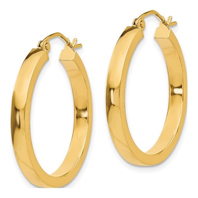 10K Yellow Gold 25mm Square Tube Hoop Earrings – view 3