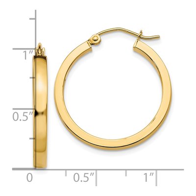 10K Yellow Gold 25mm Square Tube Hoop Earrings – view 5