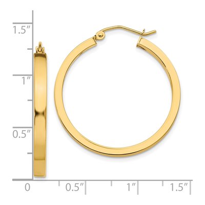 10K Yellow Gold 30mm Square Tube Hoop Earrings – view 5