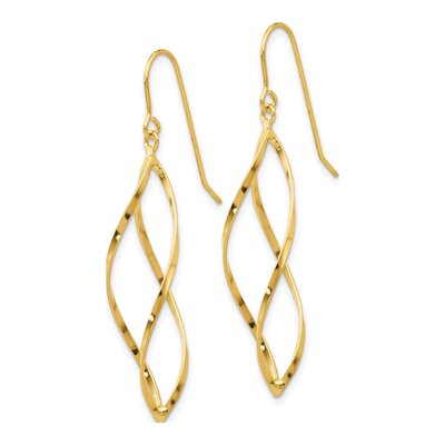 10K Yellow Gold Twisted Dangle Earrings – view 2