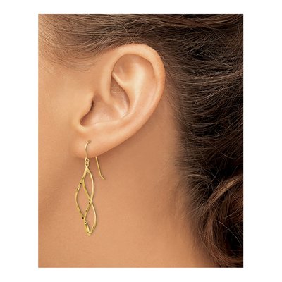 10K Yellow Gold Twisted Dangle Earrings – view 3