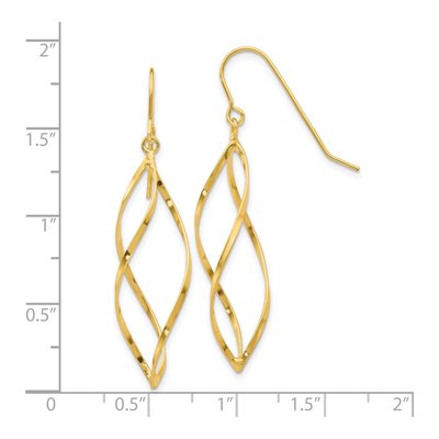10K Yellow Gold Twisted Dangle Earrings – view 4