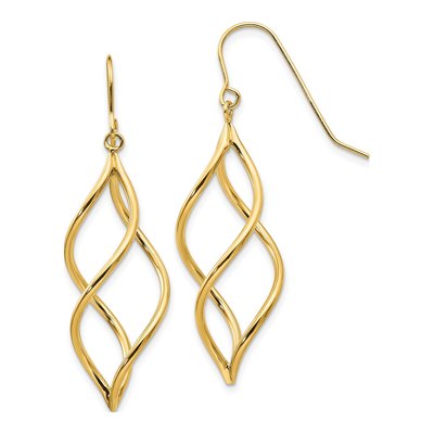 10K Yellow Gold Twisted Dangle Earrings