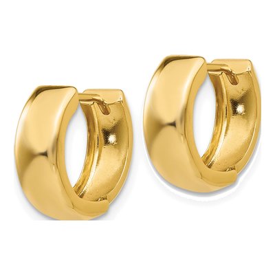 10K Yellow Gold 12mm Huggie Hoop Earrings – view 3