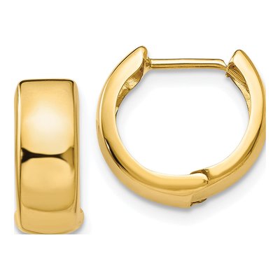 10K Yellow Gold 12mm Huggie Hoop Earrings