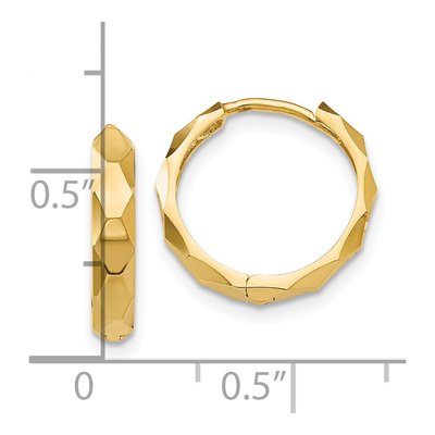10K Yellow Gold 14mm Diamond-Cut Huggie Hoop Earrings – view 5