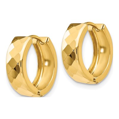 10K Yellow Gold 14mm Textured Huggie Hoop Earrings – view 3