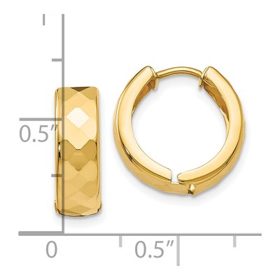 10K Yellow Gold 14mm Textured Huggie Hoop Earrings – view 5