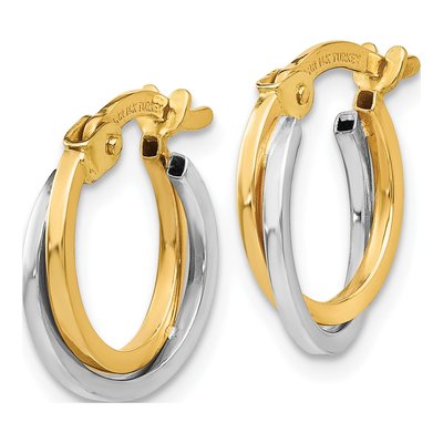 10K Two-Tone Gold Double Hoop Earrings – view 3