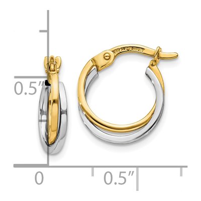 10K Two-Tone Gold Double Hoop Earrings – view 5