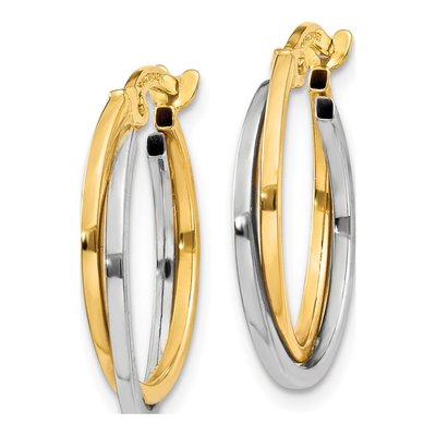 10K Two-Tone Gold Double Hoop Earrings – view 3