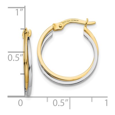 10K Two-Tone Gold Double Hoop Earrings – view 5
