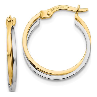 10K Two-Tone Gold Double Hoop Earrings