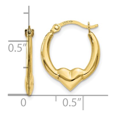 10K Yellow Gold Heart Hoop Earrings – view 4