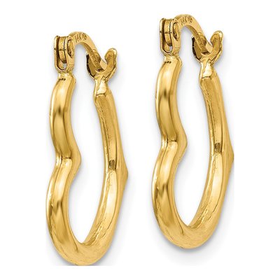 10K Yellow Gold Heart Hoop Earrings – view 3