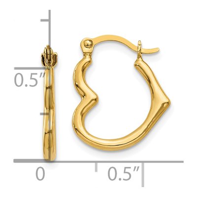 10K Yellow Gold Heart Hoop Earrings – view 4
