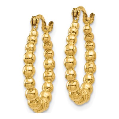 10K Yellow Gold Beaded Hoop Earrings – view 3