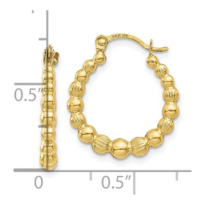 10K Yellow Gold Beaded Hoop Earrings – view 4
