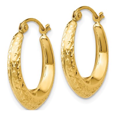 10K Yellow Gold Textured Hollow Hoop Earrings – view 3