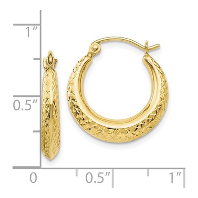 10K Yellow Gold Textured Hollow Hoop Earrings – view 4