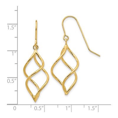 10K Yellow Gold Twisted Shepherd Hook Dangle Earrings – view 4