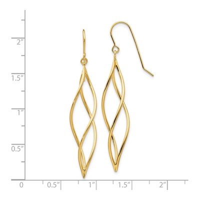 10K Yellow Gold Long Twisted Dangle Earrings – view 5