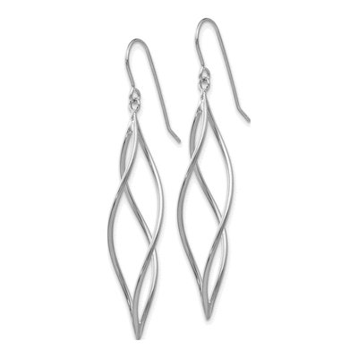 10K White Gold Twisted Dangle Earrings – view 2