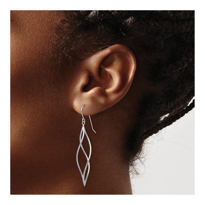 10K White Gold Twisted Dangle Earrings – view 3