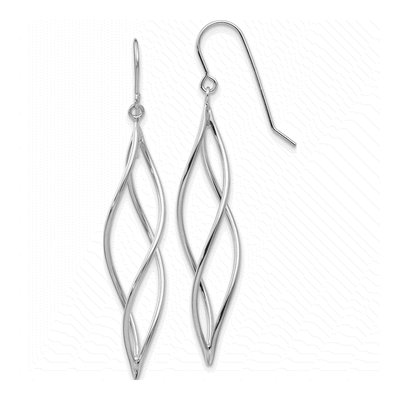 10K White Gold Twisted Dangle Earrings