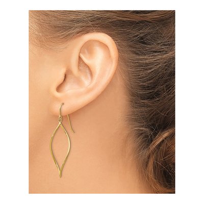 10K Yellow Gold Twisted Oblong Dangle Earrings – view 3