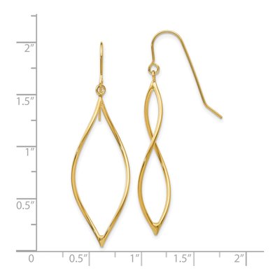 10K Yellow Gold Twisted Oblong Dangle Earrings – view 4