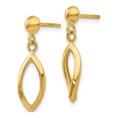 10K Yellow Gold Oval Dangle Earrings – view 2