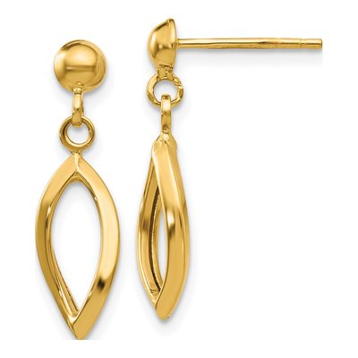 10K Yellow Gold Oval Dangle Earrings