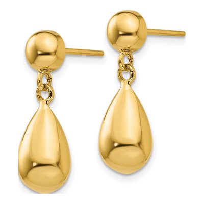 10K Yellow Gold Teardrop Dangle Earrings – view 3