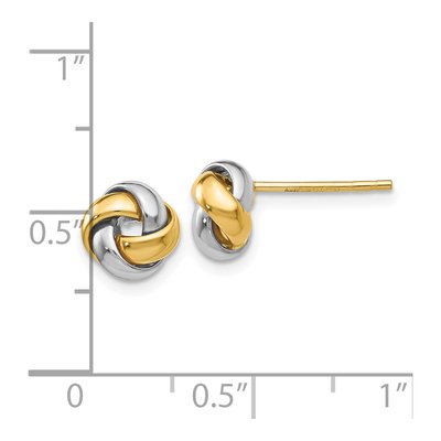 10K Two-Tone Gold Knot Button Stud Earrings – view 5